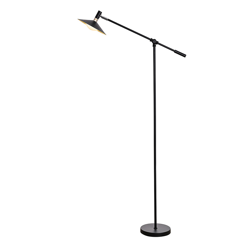 Justerbar svart LED-golvlampa med 3 ljuslägen