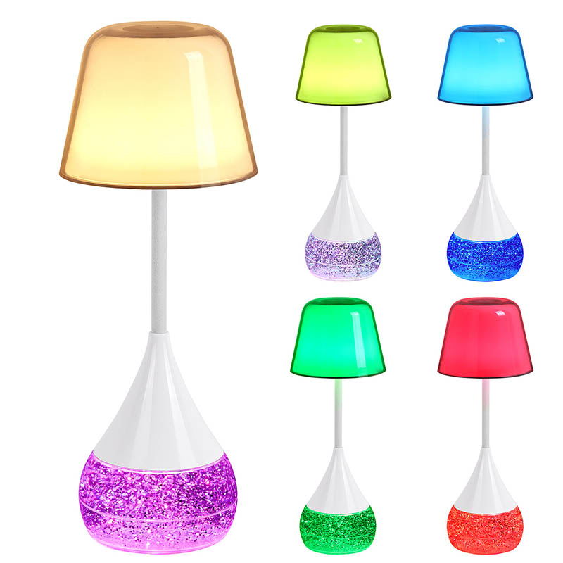 Elegans och innovation LED -skrivbordslampa med RGB glitterbas