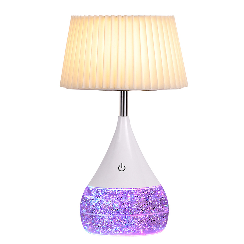 Glitter Liquid LED-bordslampa med tygskärm