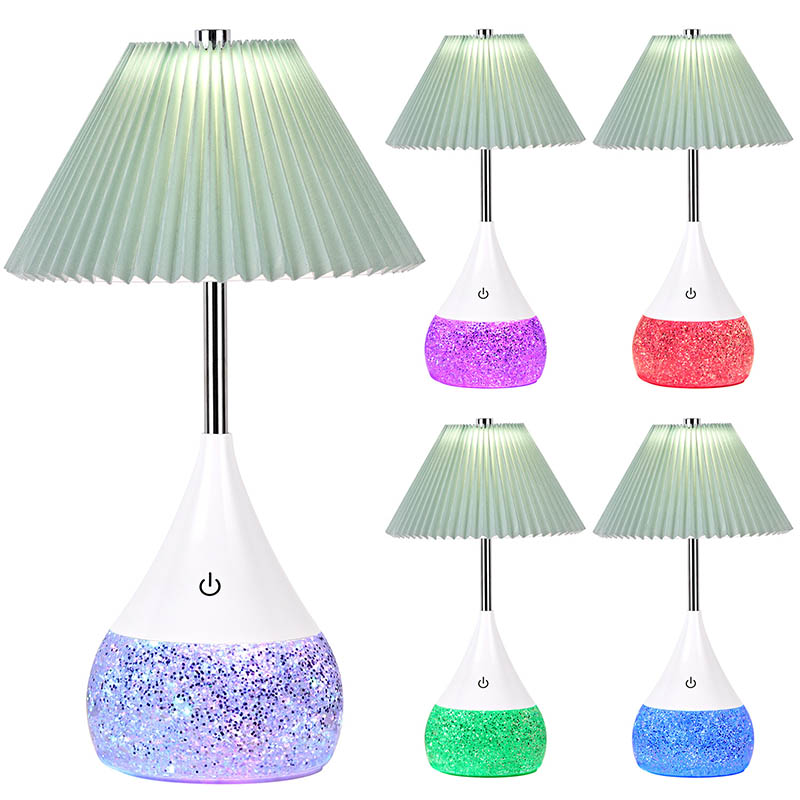 Kid LED -skrivbordslampa med RGB -glitterflaska