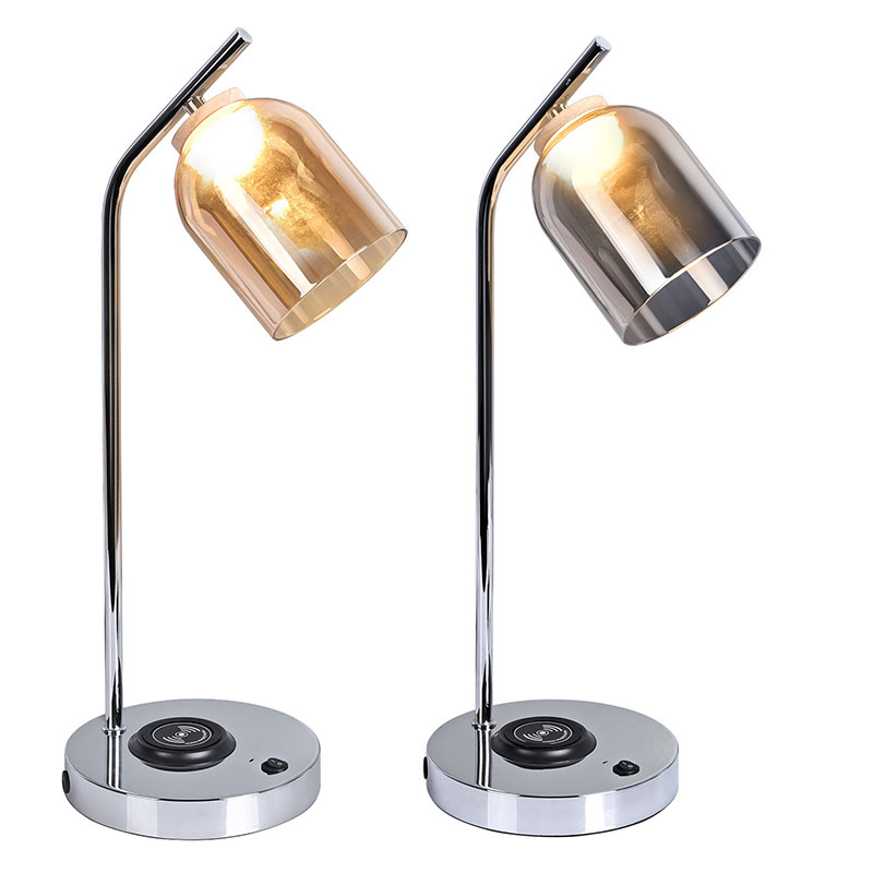 QI led skrivbordslampa med glasskärm