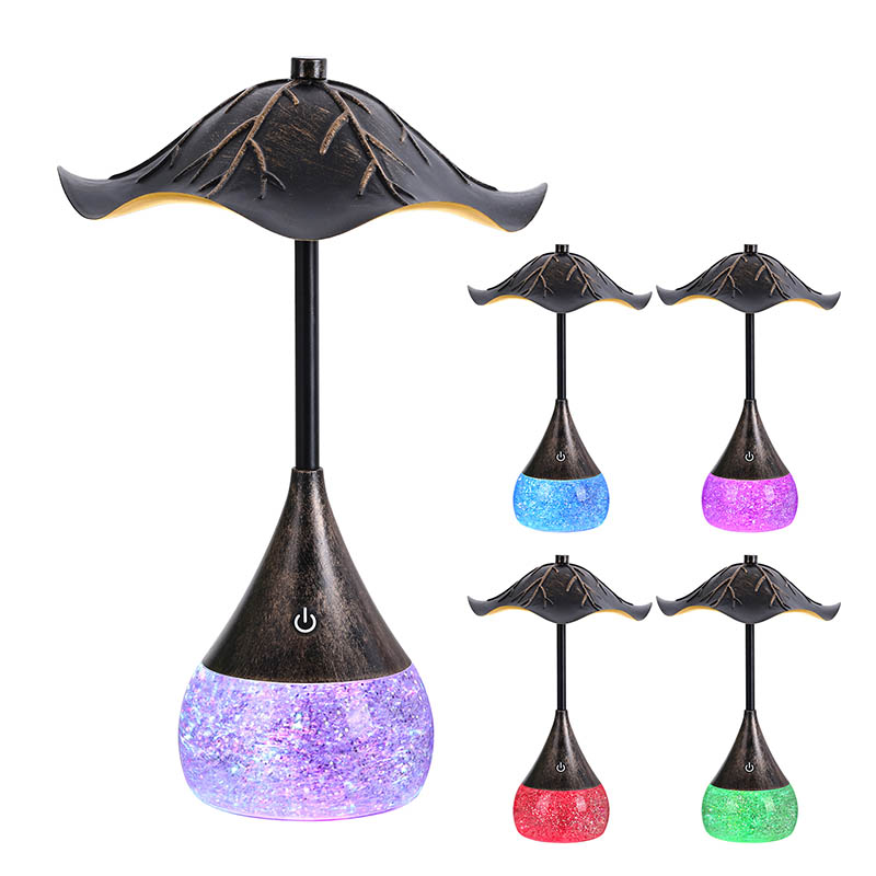 Retor LED -skrivbordslampa med RGB -glitterbas