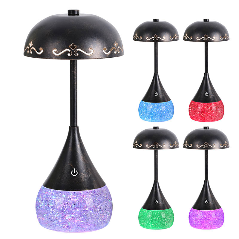 RGB Glitter Bottle LED -skrivbordslampa med krökt lock