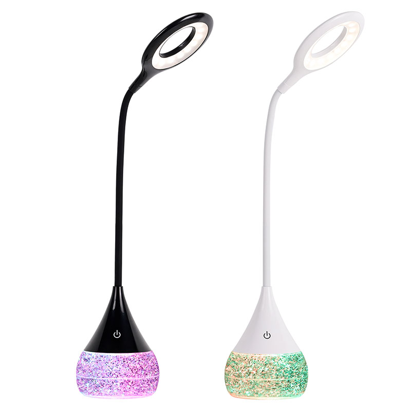 RGB Glitter Liquid Base LED-bordslampa med justerbar skärm