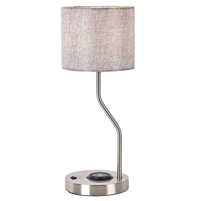 Trådlös telefonladdare skrivbordslampa med tygskärm